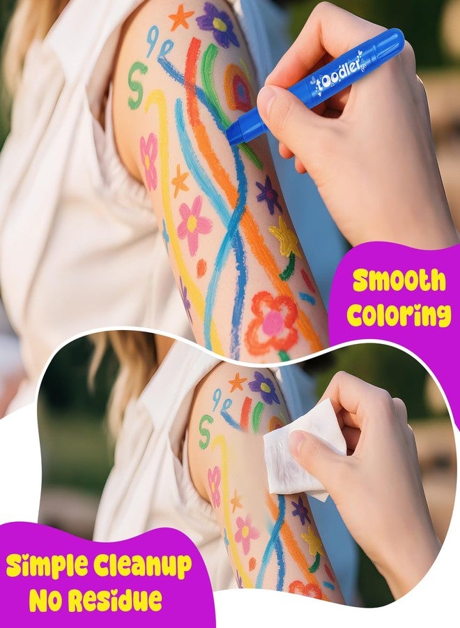 Toodler 10 Glow in the Dark Face Paint Sticks under UV Light, Kids Valentines Gifts Easter Basket Stuffers, Washable Neon Body Paint Crayons, Mess-Free Black Light Paint for Glow Party Supplies Makeup - Image 4